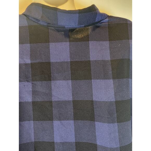 BB Dakota Keenan Navy Blue Plaid Shirt Dress Long Cuffed Button Sleeves Size 18 - Picture 10 of 13